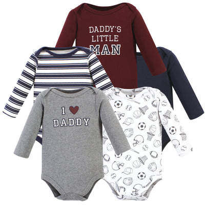 Hudson Baby Cotton Long-Sleeve Bodysuits, Boy Daddy 5-Pack