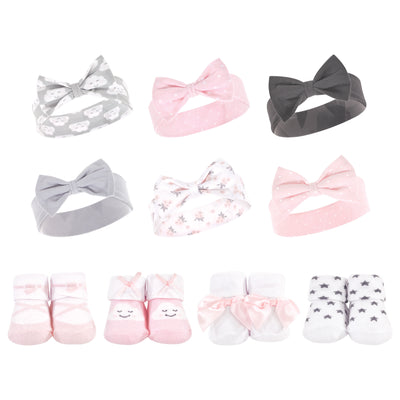 Hudson Baby 10Pc Headband and Socks Set, Cloud Ballet