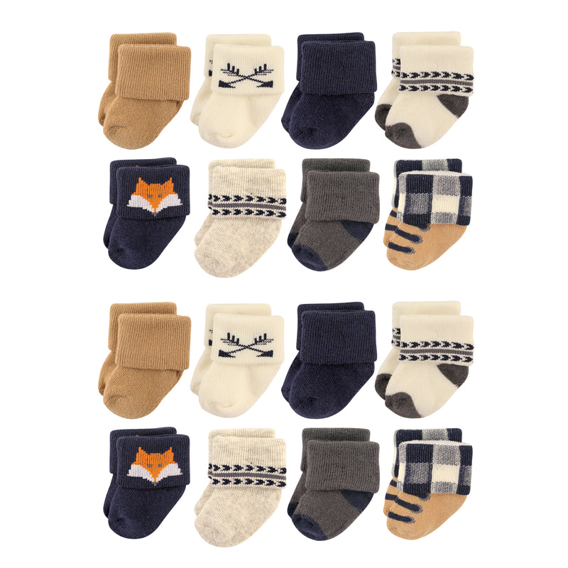 Hudson Baby Cotton Rich Newborn and Terry Socks, Forest