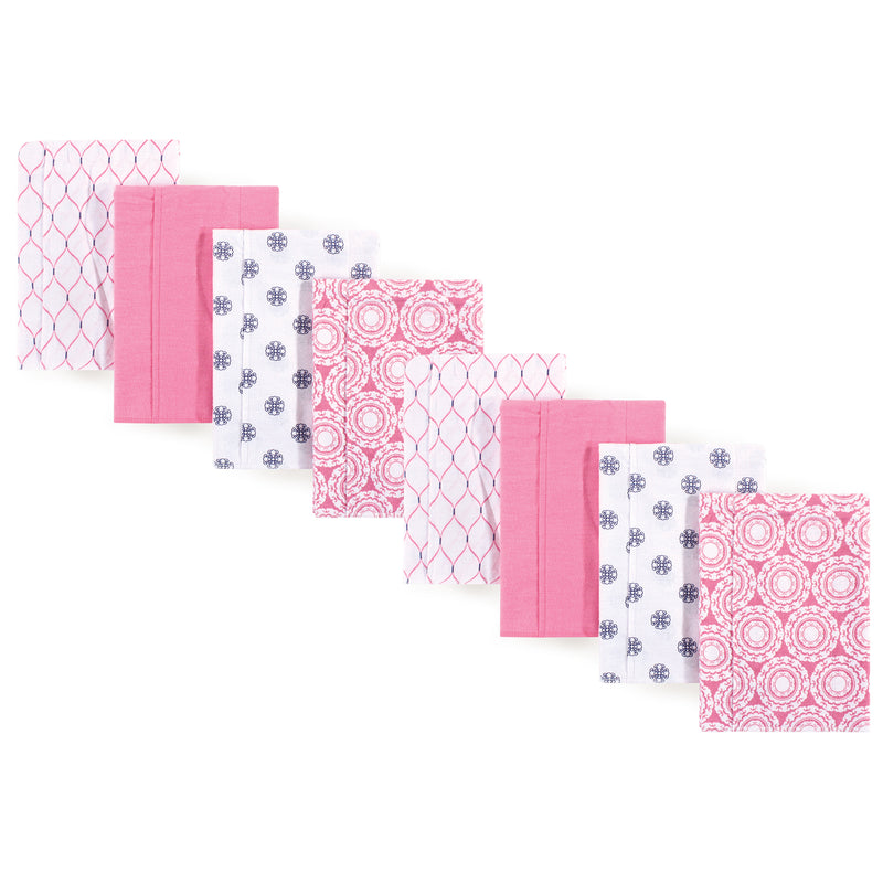 Hudson Baby Cotton Poly Flannel Burp Cloths Multipack, Medallion 8-Pack