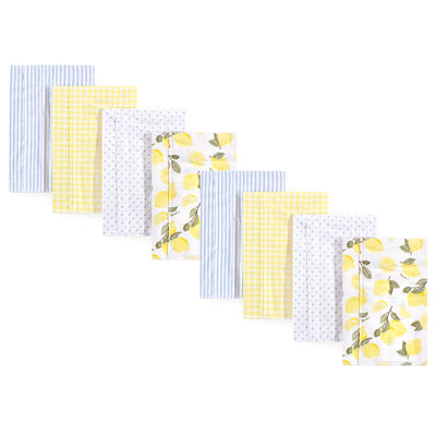 Hudson Baby Cotton Poly Flannel Burp Cloths Multipack, Lemons 8-Pack