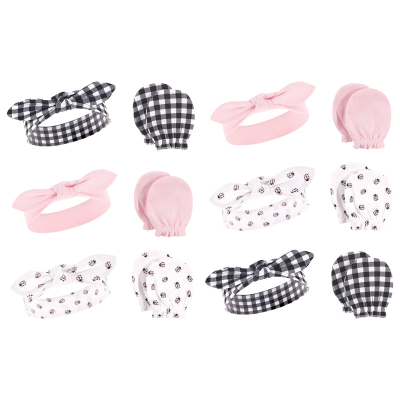 Hudson Baby 12Pc Headband and Scratch Mitten Set, Lady Bug