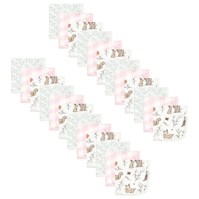 Hudson Baby 24Pc Cotton Muslin Washcloths, Enchanted Forest
