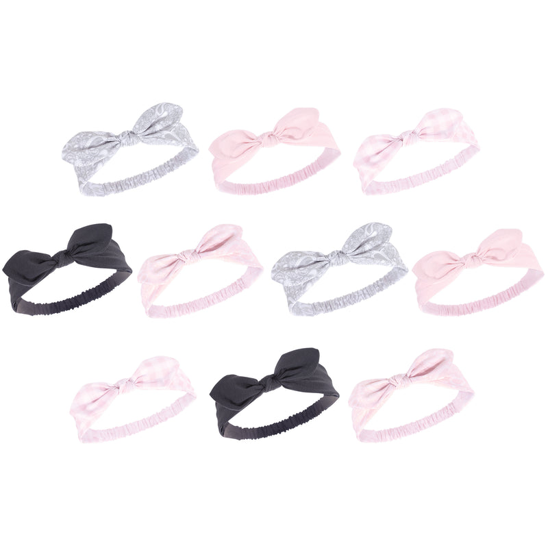 Hudson Baby Cotton and Synthetic Headbands Bundle Set, Pink Bandana