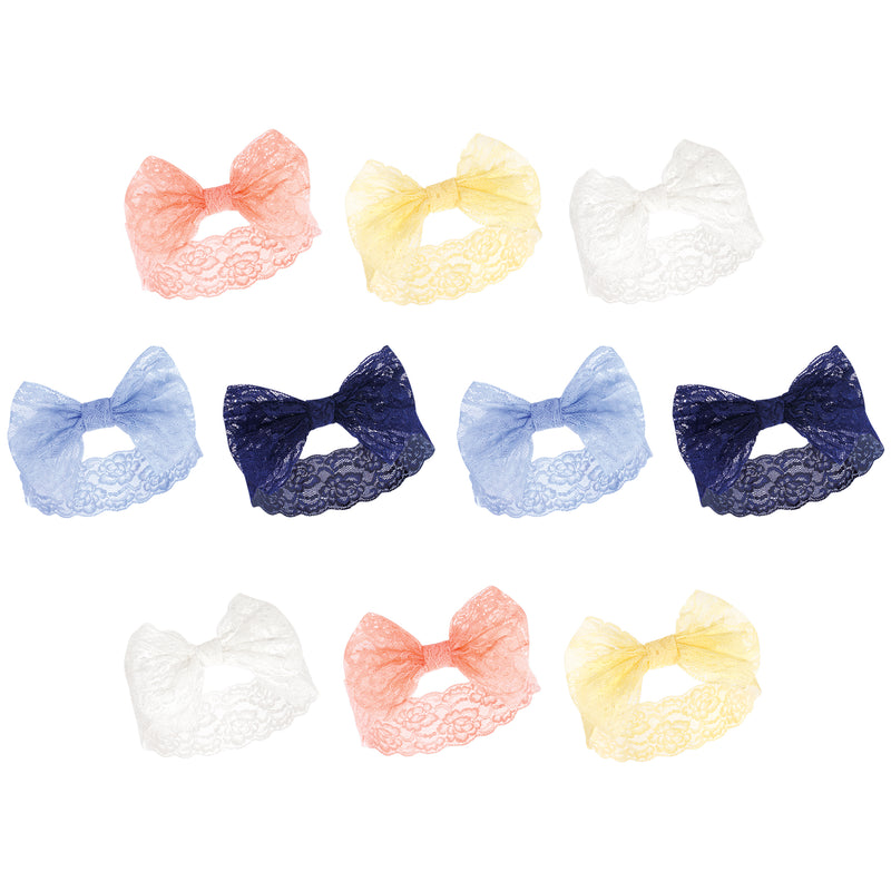 Hudson Baby Cotton and Synthetic Headbands Bundle Set, Periwinkle Yellow