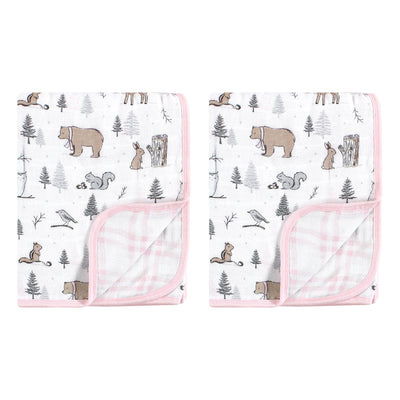 Hudson Baby 2Pc Muslin Tranquility Quilt Blanket, Winter Forest