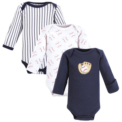 Luvable Friends Preemie Long Sleeve Bodysuits 3pk - Baseball, Baseball