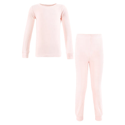 Hudson Baby Thermal Long Underwear 2pc Set, Soft Pink