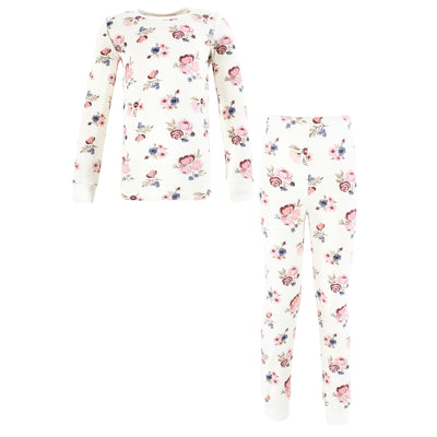 Hudson Baby Thermal Long Underwear 2pc Set, Dusty Rose Floral