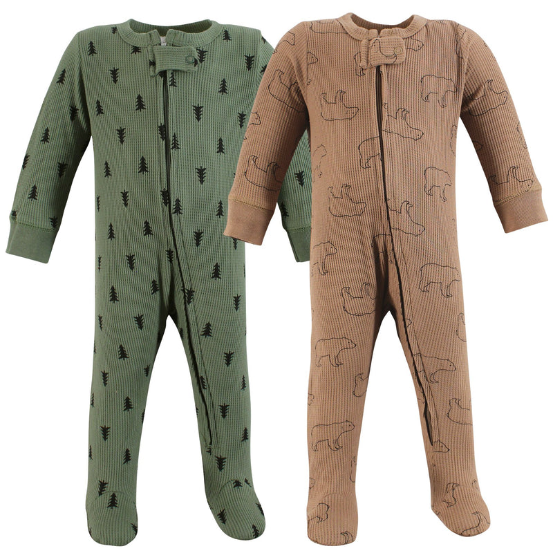 Hudson Baby Thermal Zipper Sleep and Play 2pk, Bear Tree