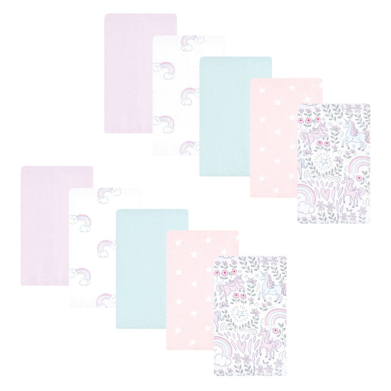 Hudson Baby Flannel Burp Cloth 10pk, Dreamy Unicorn