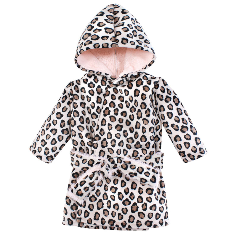 Hudson Baby Mink with Faux Fur Lining Pool and Beach Robe Cover-ups, Leopard Pink