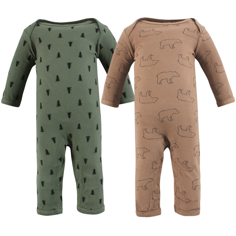 Hudson Baby Thermal Coveralls 2pk, Bear Tree