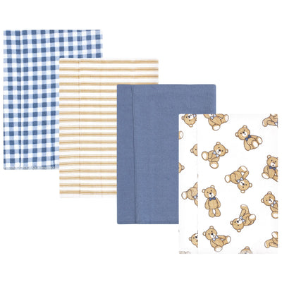 Hudson Baby Cotton Flannel Burp Cloths, Gentleman Bear