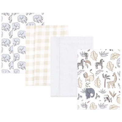 Hudson Baby Cotton Flannel Burp Cloths, Neutral Safari