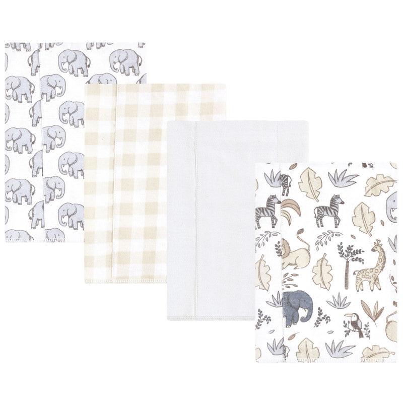 Hudson Baby Cotton Flannel Burp Cloths, Neutral Safari