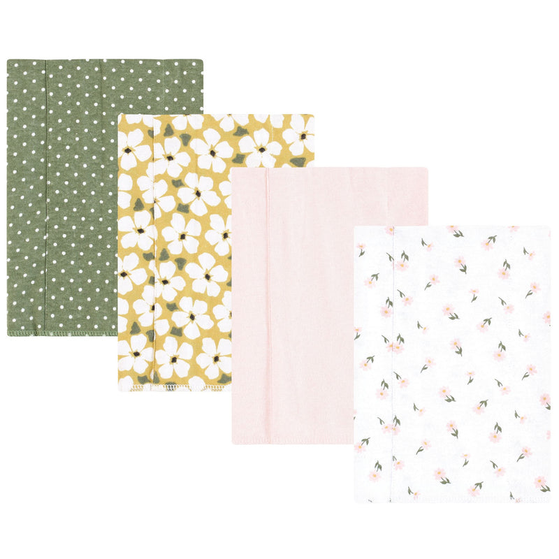 Hudson Baby Cotton Flannel Burp Cloths, Sage Floral