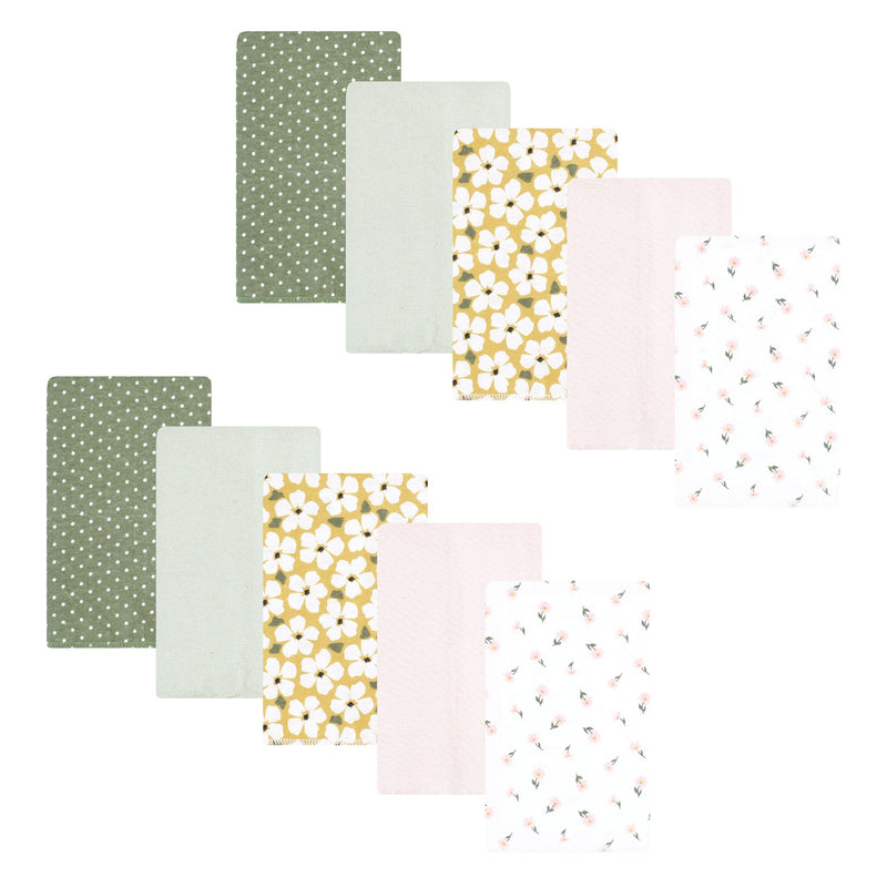 Hudson Baby Flannel Burp Cloth 10pk, Sage Floral