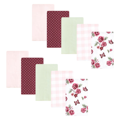 Hudson Baby Flannel Burp Cloth 10pk, Sweet Roses