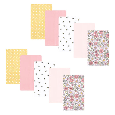 Hudson Baby Flannel Burp Cloth 10pk, Pink Yellow Pretty Floral