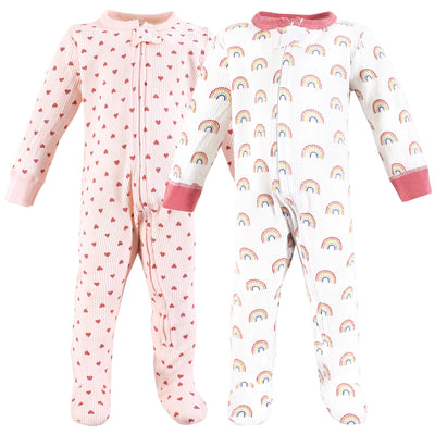 Hudson Baby Thermal Zipper Sleep and Play 2pk, Creative Rainbows