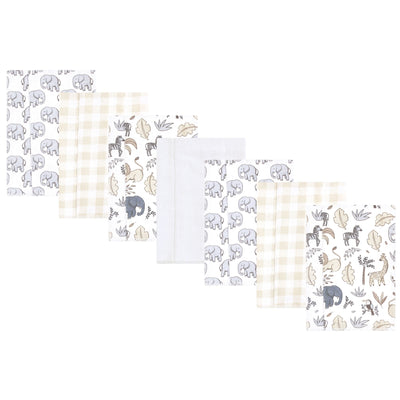 Hudson Baby Flannel Burp Cloth 7pk, Neutral Safari