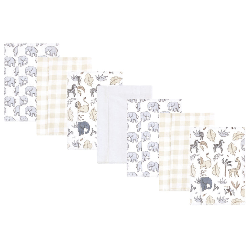 Hudson Baby Flannel Burp Cloth 7pk, Neutral Safari