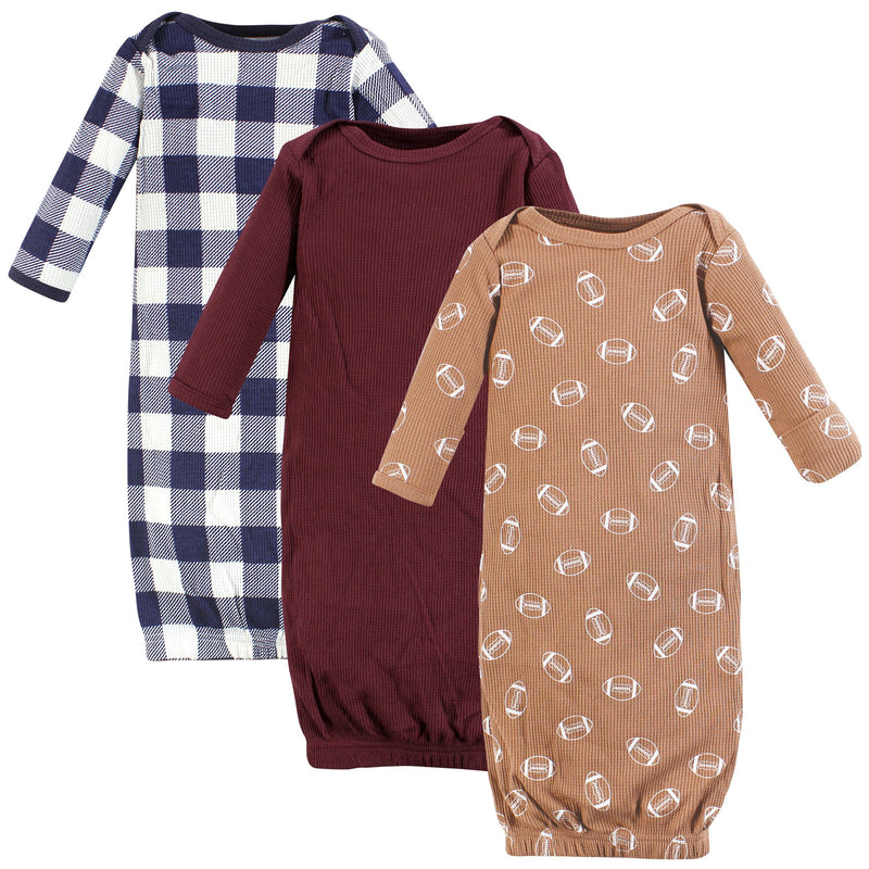 Hudson Baby Thermal Gown 3pk, Football