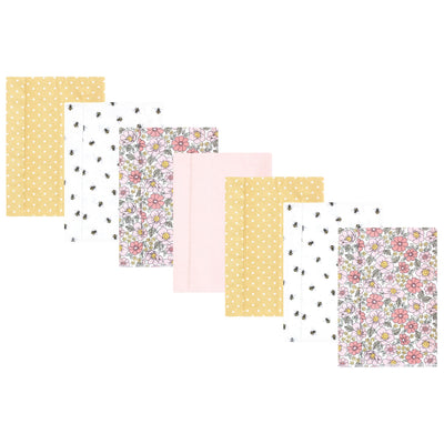 Hudson Baby Flannel Burp Cloth 7pk, Pink Yellow Pretty Floral