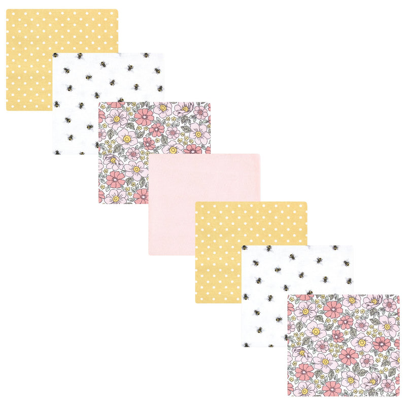 Hudson Baby Cotton Flannel Receiving Blankets Bundle, Pink Yellow Pretty Floral