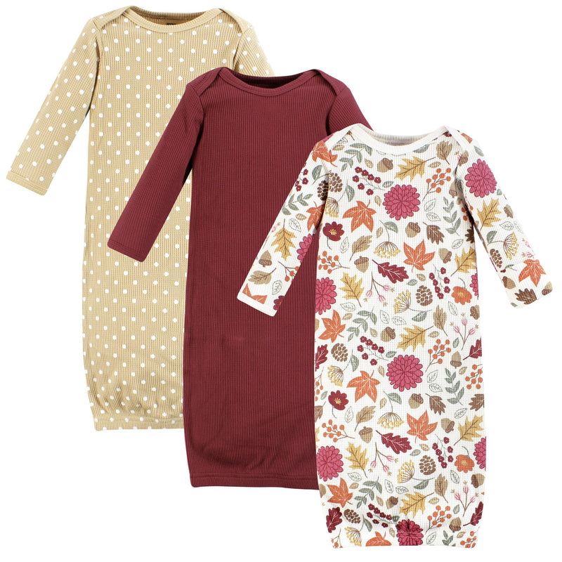 Hudson Baby Thermal Gown 3pk, Acorn Botanical