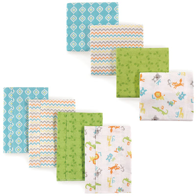 Luvable Friends Cotton Flannel Burp Cloths and Receiving Blankets, 8-Piece, Abc