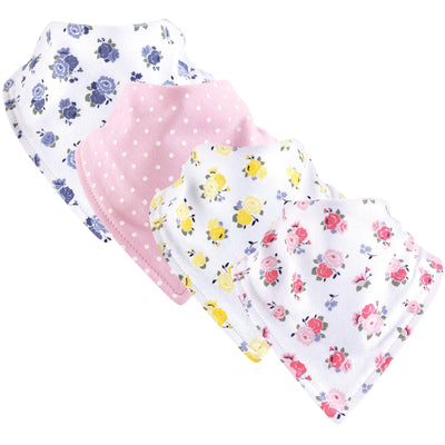 Luvable Friends Cotton Bandana Bibs, Floral