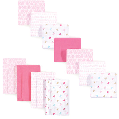 Luvable Friends Cotton Flannel Burp Cloths and Receiving Blankets, 11-Piece, Birdies