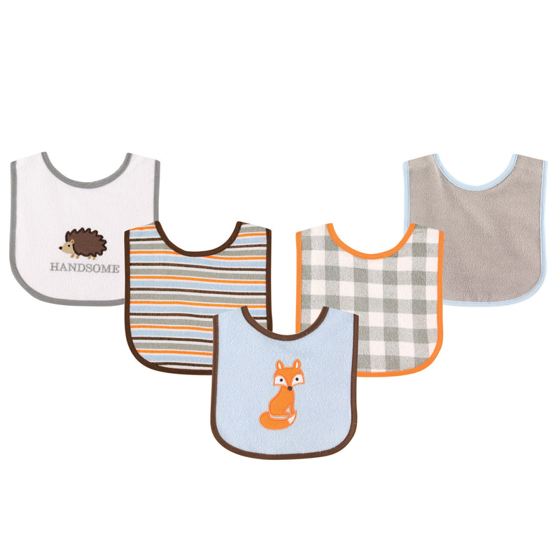Luvable Friends Cotton Terry Drooler Bibs with PEVA Back, Fox