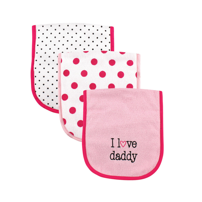 Luvable Friends Cotton Burp Cloths with Fiber Filling, Girl Daddy