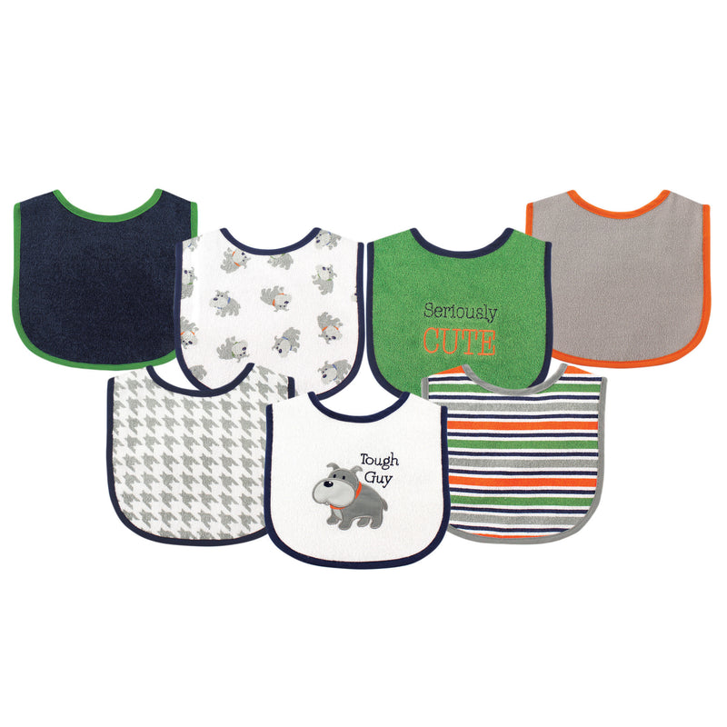 Luvable Friends Cotton Terry Drooler Bibs with PEVA Back, Dog