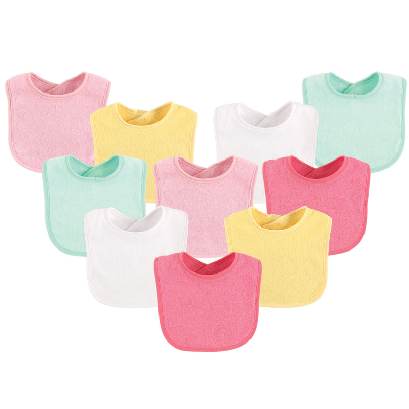 Luvable Friends Cotton Terry Bibs, Girl Solid
