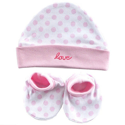 Luvable Friends Cap and Booties Set, Pink