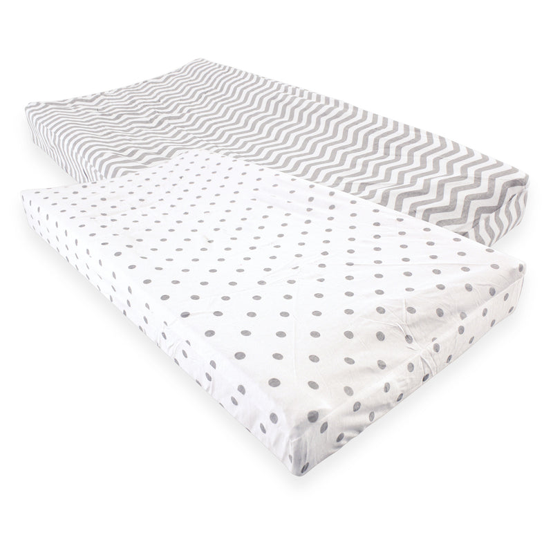 Luvable Friends Fitted Changing Pad Cover, Gray Chevron Dot