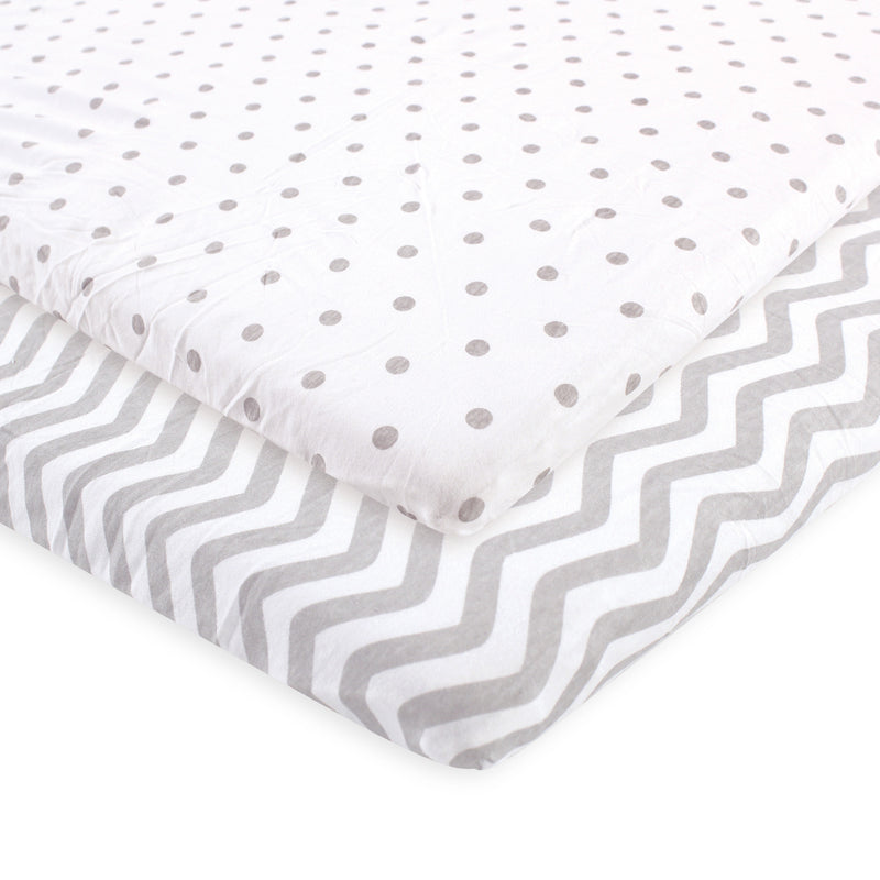 Luvable Friends Fitted Playard Sheet, Gray Chevron Dot