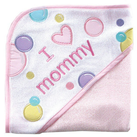 Luvable Friends Hooded Towel, Pink Mom