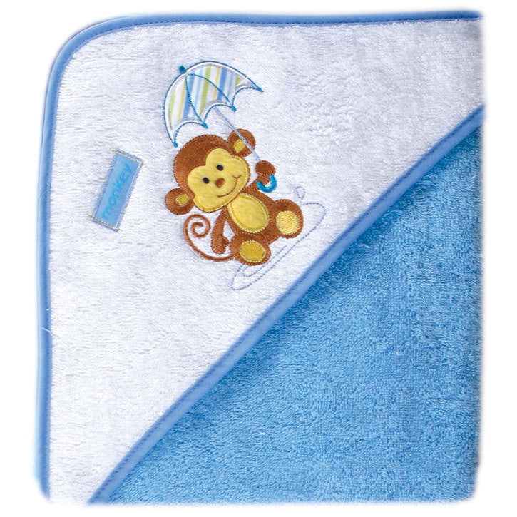 Luvable Friends Cotton Hooded Towel, Blue