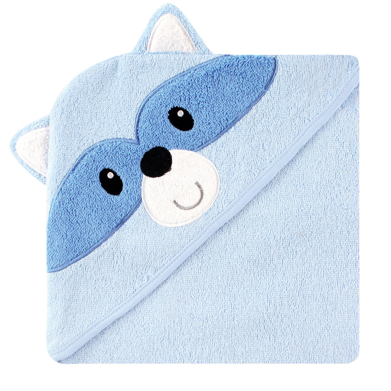 Luvable Friends Cotton Animal Face Hooded Towel, Raccoon