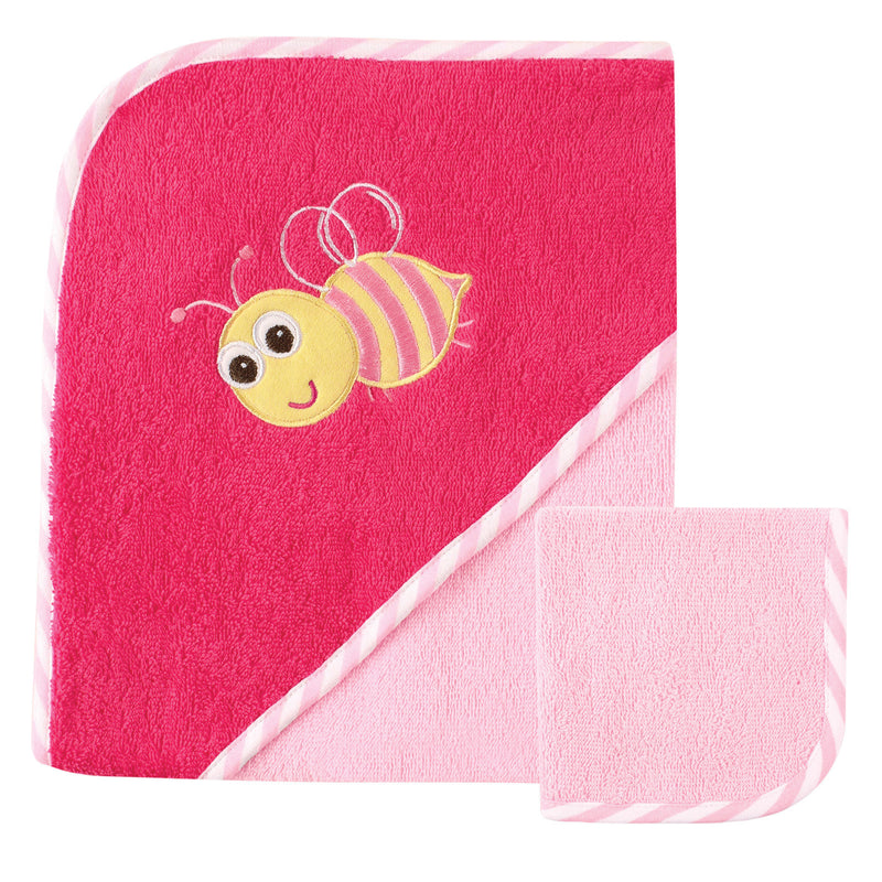 Luvable Friends Cotton Hooded Towel and Washcloth, Bee