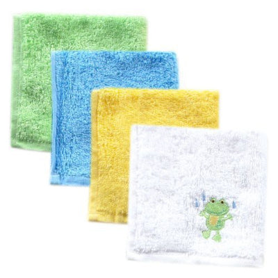 Luvable Friends Super Soft Cotton Washcloths, Green Frog