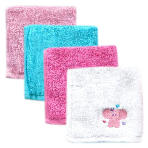 Luvable Friends Super Soft Cotton Washcloths, Pink Elephant