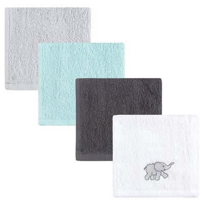 Luvable Friends Super Soft Cotton Washcloths, Gray Elephant