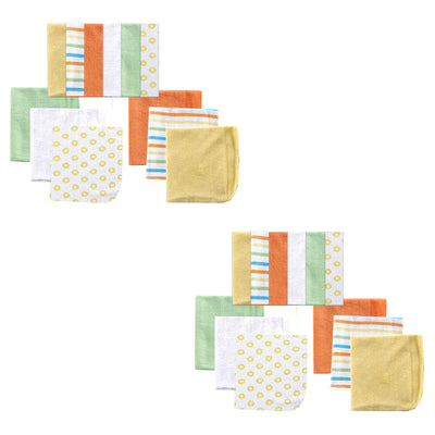 Luvable Friends Cotton Rich Washcloths, Yellow Stripe 24-Piece