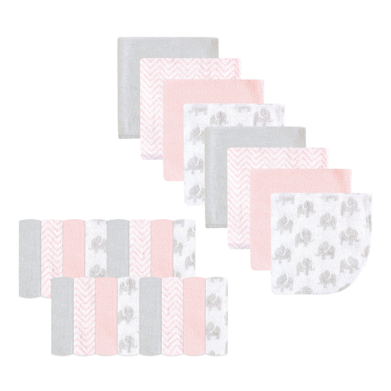 Luvable Friends Super Soft Bundle Washcloths, Pink Elephant